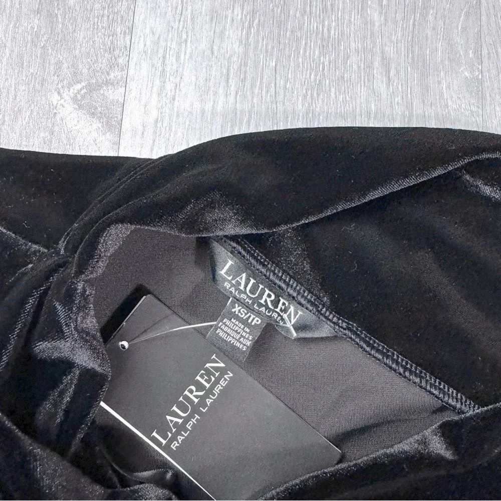 Ralph Lauren Women's XS NWT Black Velvet Off The Shoulder Long Sleeve Top New - Picture 3 of 6